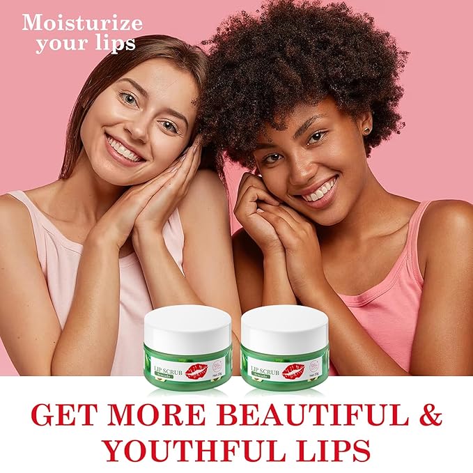 2 Pack Avocado Lip Scrub Set,Long Lasting Moisturizing Lip Scrubber Exfoliator, Cleansing Hydrating Lip Exfoliator Scrub and Moisturizer Kit for Chapped Dry Lips