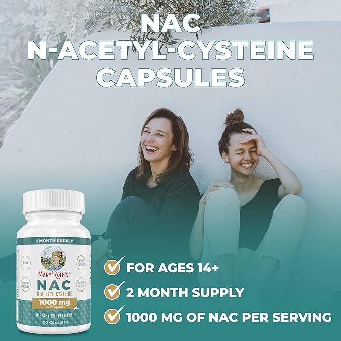 MaryRuth Organics Nutritional Supplement Capsule, N-Acetyl 2 Month 1000mg Per 120 Count
