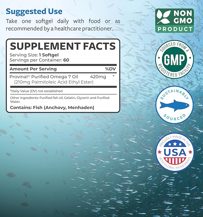 Purified Omega 7 Softgels (2 Month 7 & 60 Capsules