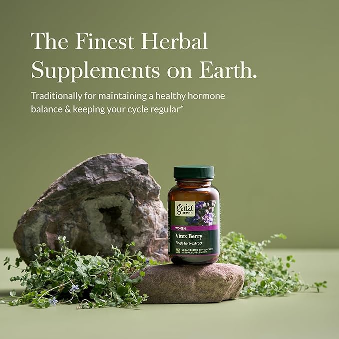 Gaia Herbs Vitex Berry - Supports Hormone Balance & Fertility for Women - Healthy Progesterone for Menstrual Health - 60 Vegan Caps (30-Day Supply)