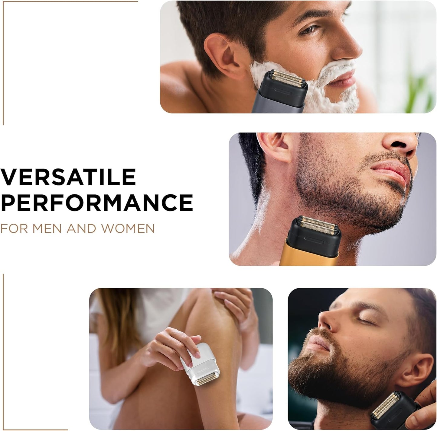 COCCO IMPACTO Shaver, Hygienic Gold Foil Triple Blade, White, Wet & Dry Use, Magnetic Replaceable Head, Intelligent Accelerator, 90 Min Run Time (Gold)