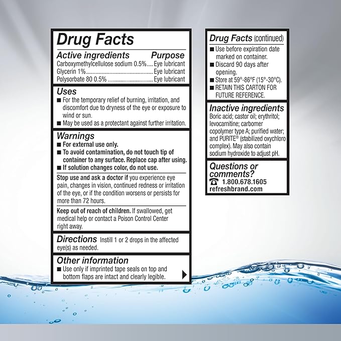 Refresh Optive Advanced Lubricant Eye Drops For Dry Eyes, 0.33 Fl Oz Sterile (2 Count)