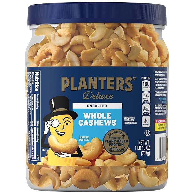PLANTERS Unsalted Premium Cashews, 1.63 lb.