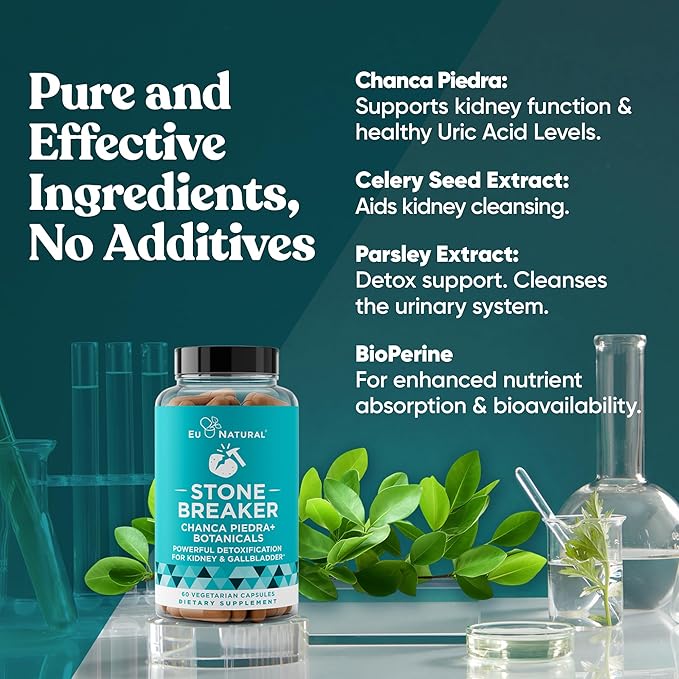 Chanca Piedra Stone Breaker – Natural Dissolver, Kidney Cleanse & Gallbladder Supplement – Detoxify Urinary Tract, Flush Impurities, Clear System – 120 Vegan Soft Capsules