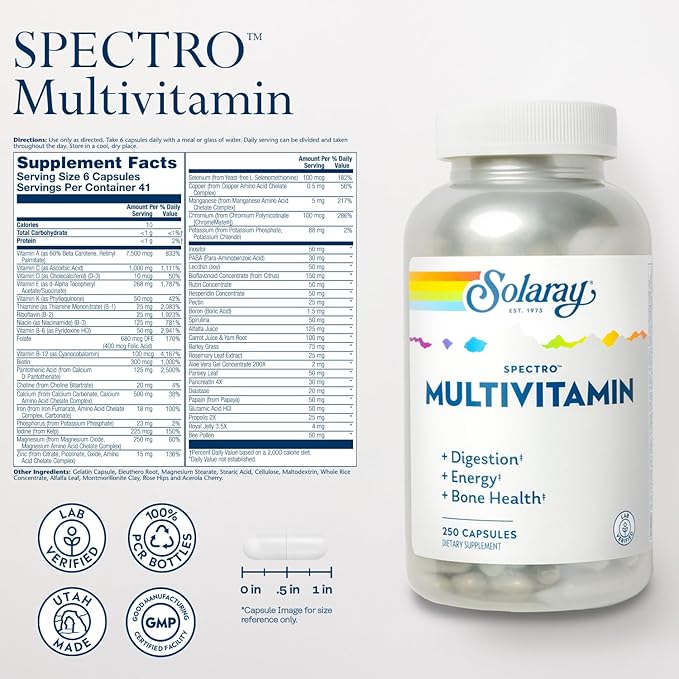SOLARAY Spectro Multivitamin with Iron (41 Serv, 250 CT)