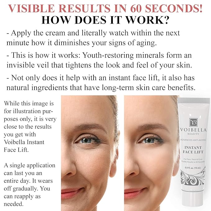 Instant Face Lift Cream Combo - Collagen Support, Revitalize Skin, Reduce The Appearance of Eye Bags and Fine Lines with Hydrating Serum, Instant Wrinkle Solution for Men and Women