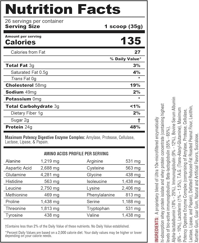 Metabolic Nutrition, Protizyme, 100% Whey Protein Powder, High Protein, Low Carb, Low Fat with Digestive Enzymes, 24 Essential Vitamins and Minerals, Peanut Butter Cookie, 2 Pound