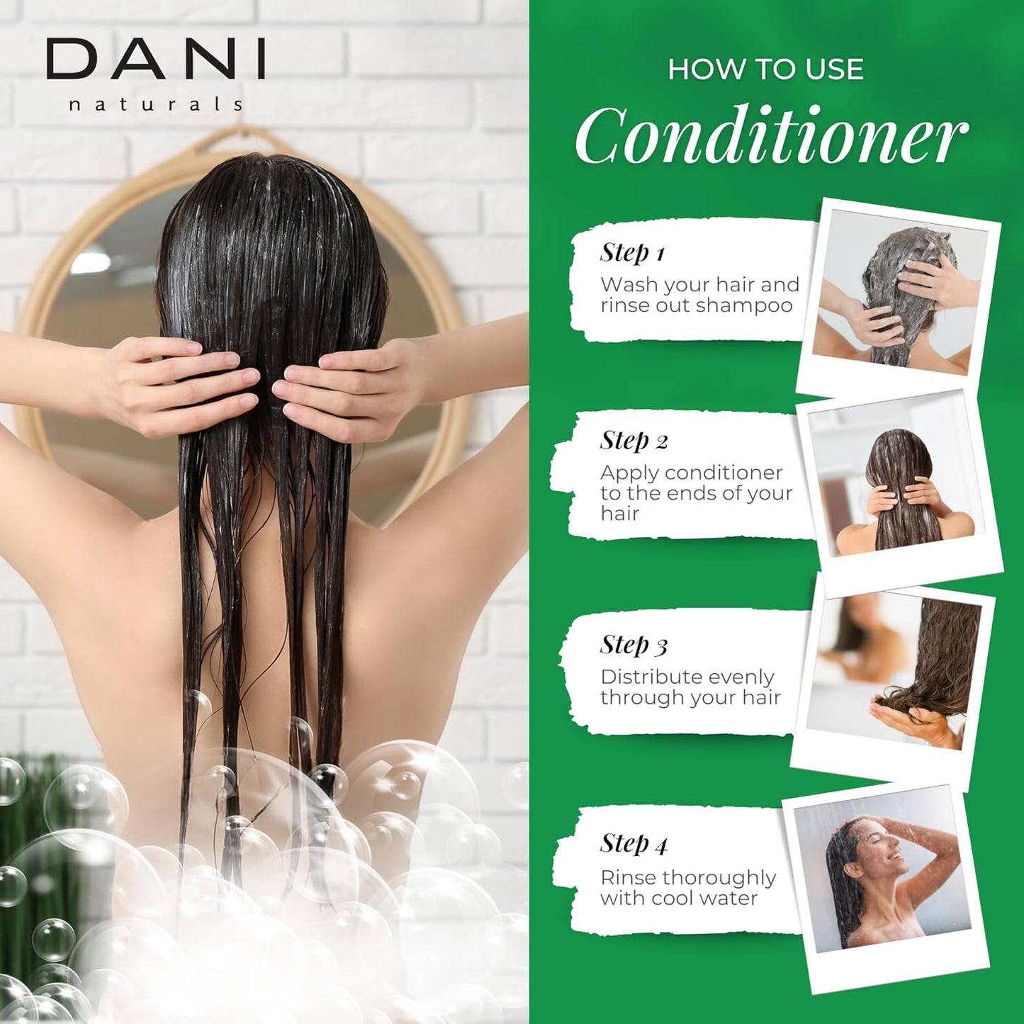 DANI Naturals Conditioner – Bamboo Bergamot, Ultra-Hydrating & Nourishing for Dry & Curly Hair, Strengthens, Restores, Controls Frizz, Vegan & Color-Safe, 12 oz