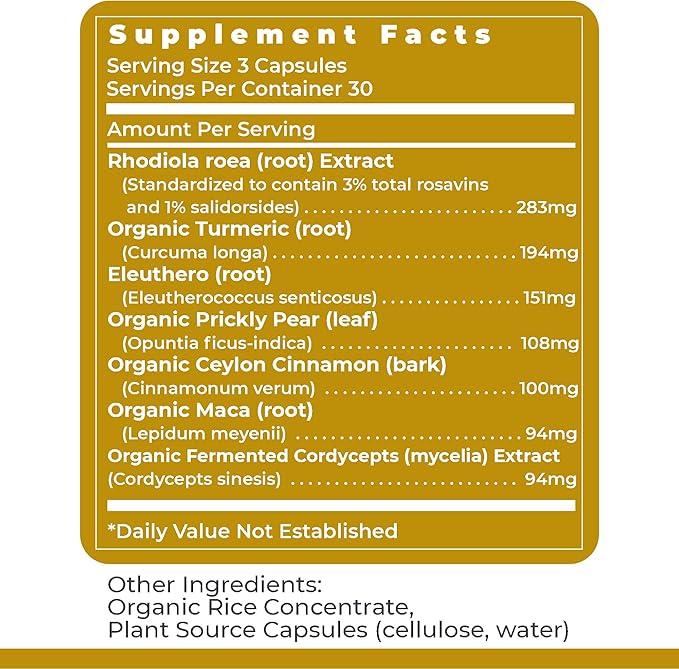 Premier Research Labs Adaptogen-R3: Adaptogen Supplements, Adaptogens, Rhodiola Rosea Supplement with Maca Root, Adaptogen Complex for Stress, Heart & Metabolic Health - 90 Vegetarian Capsules