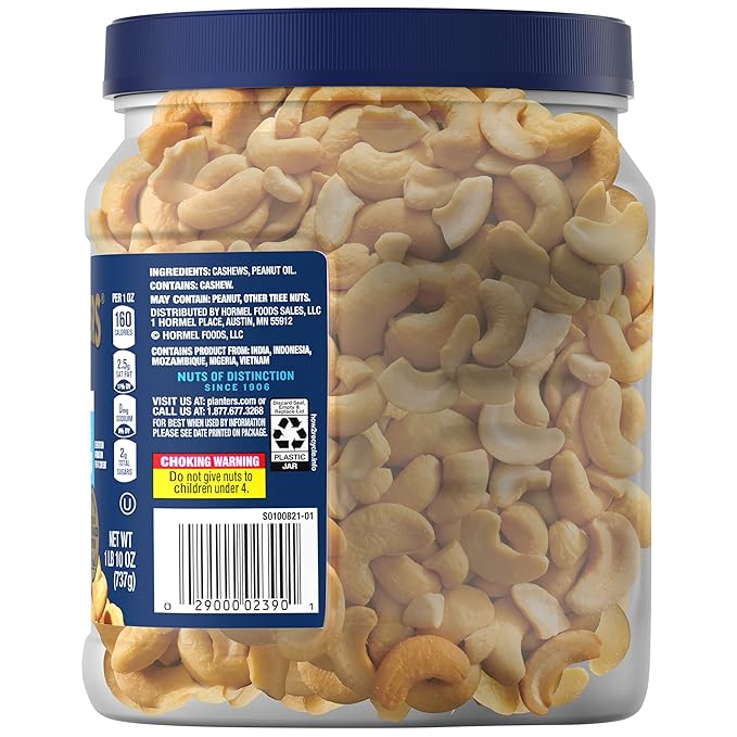 PLANTERS Unsalted Premium Cashews, 1.63 lb.