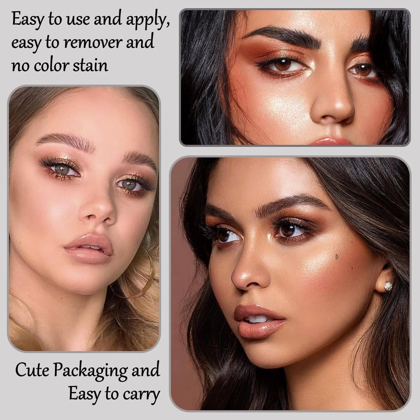 Black Grey Smoky Eyeshadow Palette,15 Colors Matte Shimmer Pigmented Eye Shadow Makeup Palette Set with 3 Eyeshadow Brushes,Glitter Eyeshadow Makeup Palette for Daily Halloween Goth Makeup(H)