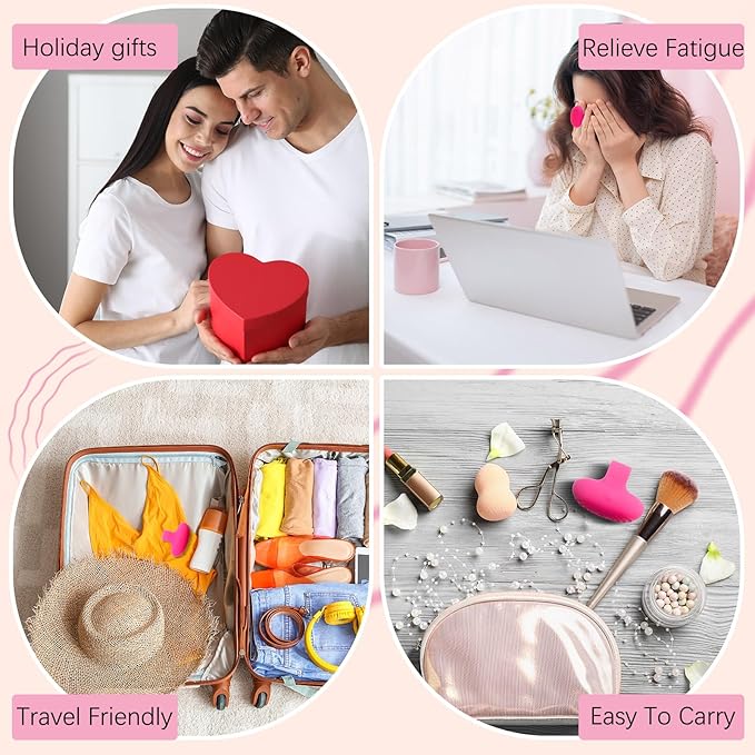 TrelaCo Pocket Mini Ring Facial and Eye Massage Ball USB Rechargeable Fingertip Massager Face Facial Muscle Tightening Anti-Aging Relief Eyes Dark Circles, Eye Puffiness, Fatigue (Black)