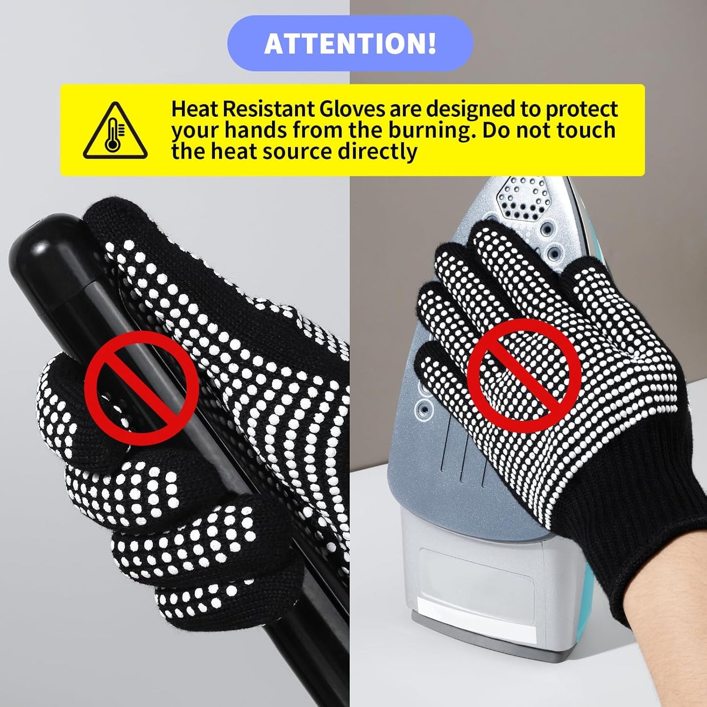 Teenitor 2 Pcs Heat Resistant Gloves With Silicone Bumps, Heat Resistant Gloves For Sublimation, Heat Protection Gloves For Hair Styling White