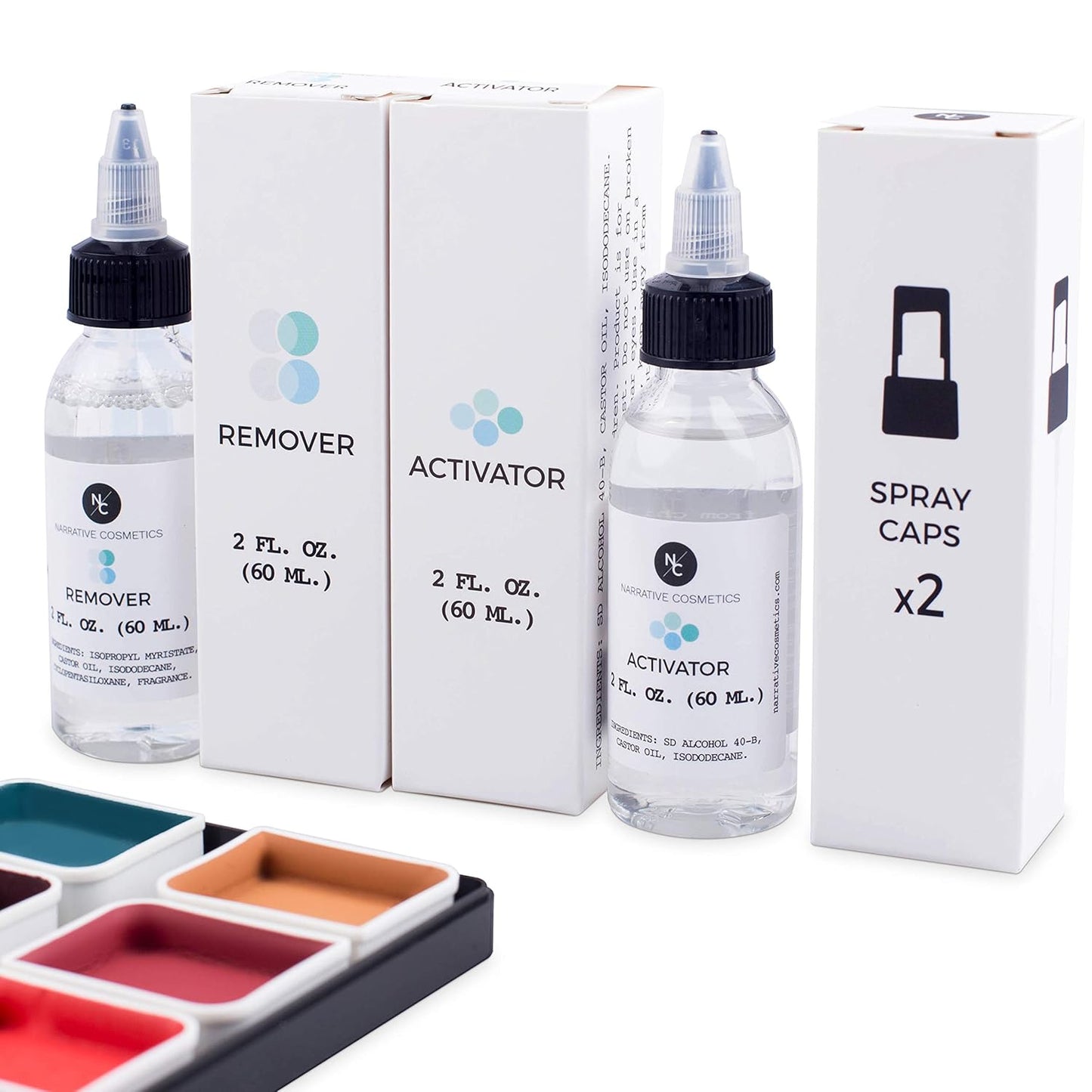 Narrative Cosmetics Complexion Alcohol-Activated Palette, Activator, and Remover Kit, Professional SFX Makeup Set