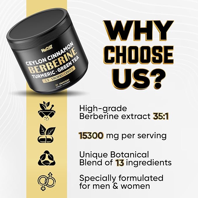 Berberine Supplement 8750mg Turmeric Curcumin 1500mg 1500mg & 90 Capsules 3 Months