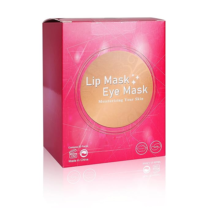 30PCS Lip Masks Sheet Moisturizing Crystal Collagen Pink Under Eye Mask Gel,Christmas Gift for Women Anti-Aging Eye Patches Dark Circle Remover with Box,Pink