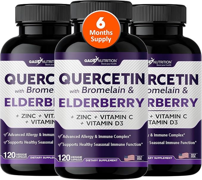 Quercetin with Vitamin C and Zinc 500mg - D3 - 6 in 1 Daily 6 Months