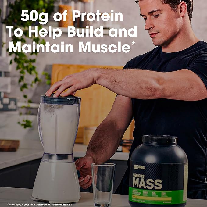 Optimum Nutrition Serious Mass, Weight Gainer Protein Powder, Mass Gainer, Vitamin C and Zinc for Immune Support, Creatine, Chocolate, 12 Pound (Packaging May Vary)