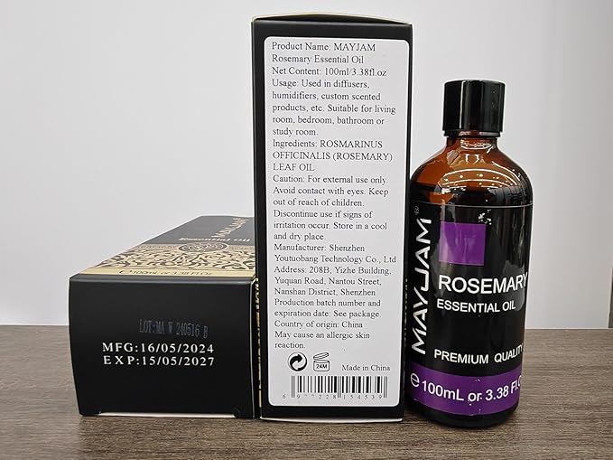Essential Oil, Rosemary Oil 3.38FL.OZ - Rosemary Essential Oils for Diffusers for Home, Soap Candle Making Scents - 100ML
