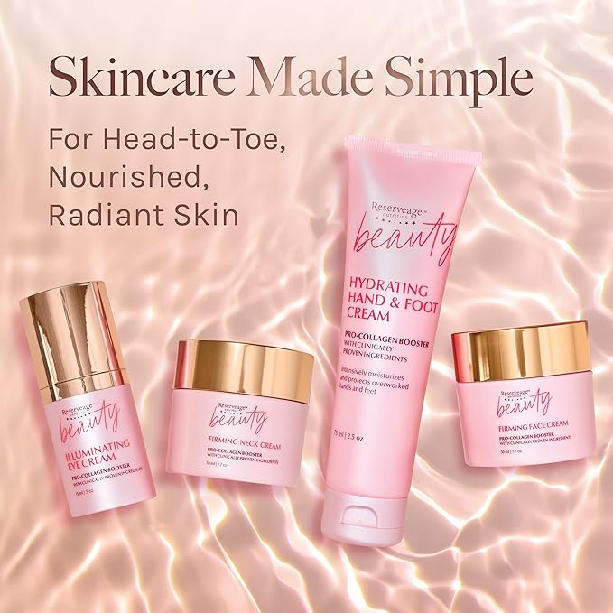 Reserveage Nutrition Hydrating Hand & Foot Cream with Pro-Collagen Booster and Micro-Encapsulated Copper Peptides, Moisturizes, Rehydrates and Protects with Measurable Results, 2.5 oz