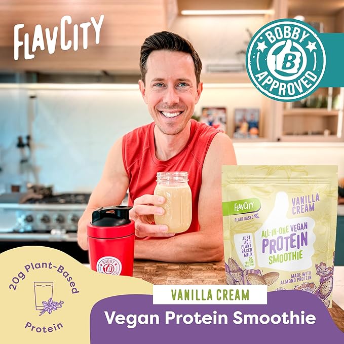 FlavCity All-in-One Vegan Protein Powder Smoothie, Vanilla 20g of