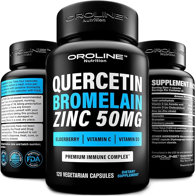 Quercetin 500mg Supplement with Sambucus Elderberry, 50mg, & D3 5000 5000 IU 6 in 1 Black