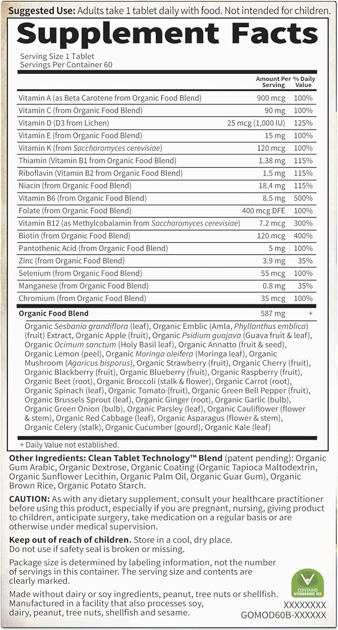Garden of Life Organics Men's Once 60 Tablets,