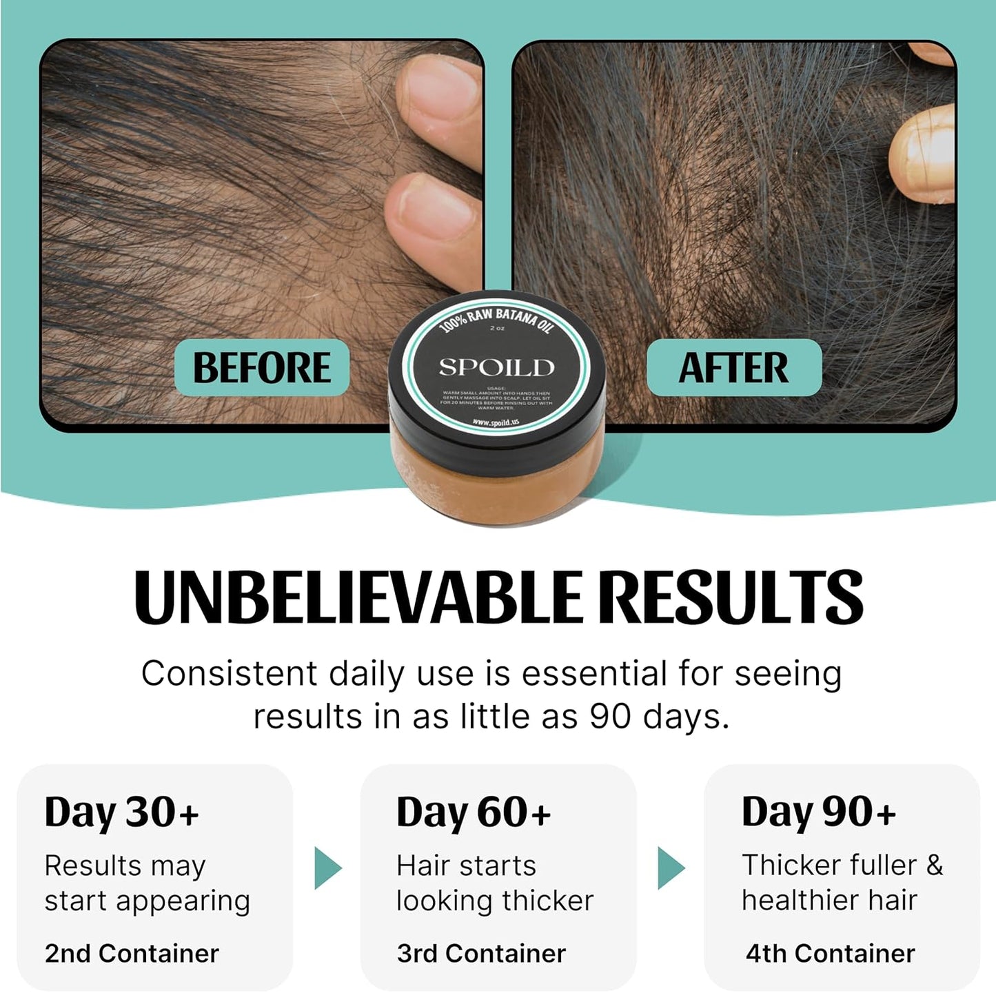 Raw Batana Oil for Hair Growth - Sourced from Honduras - Dr. Sebi Approved - 100% Organic and Unrefined - For Thicker, Stronger Hair - 2oz.