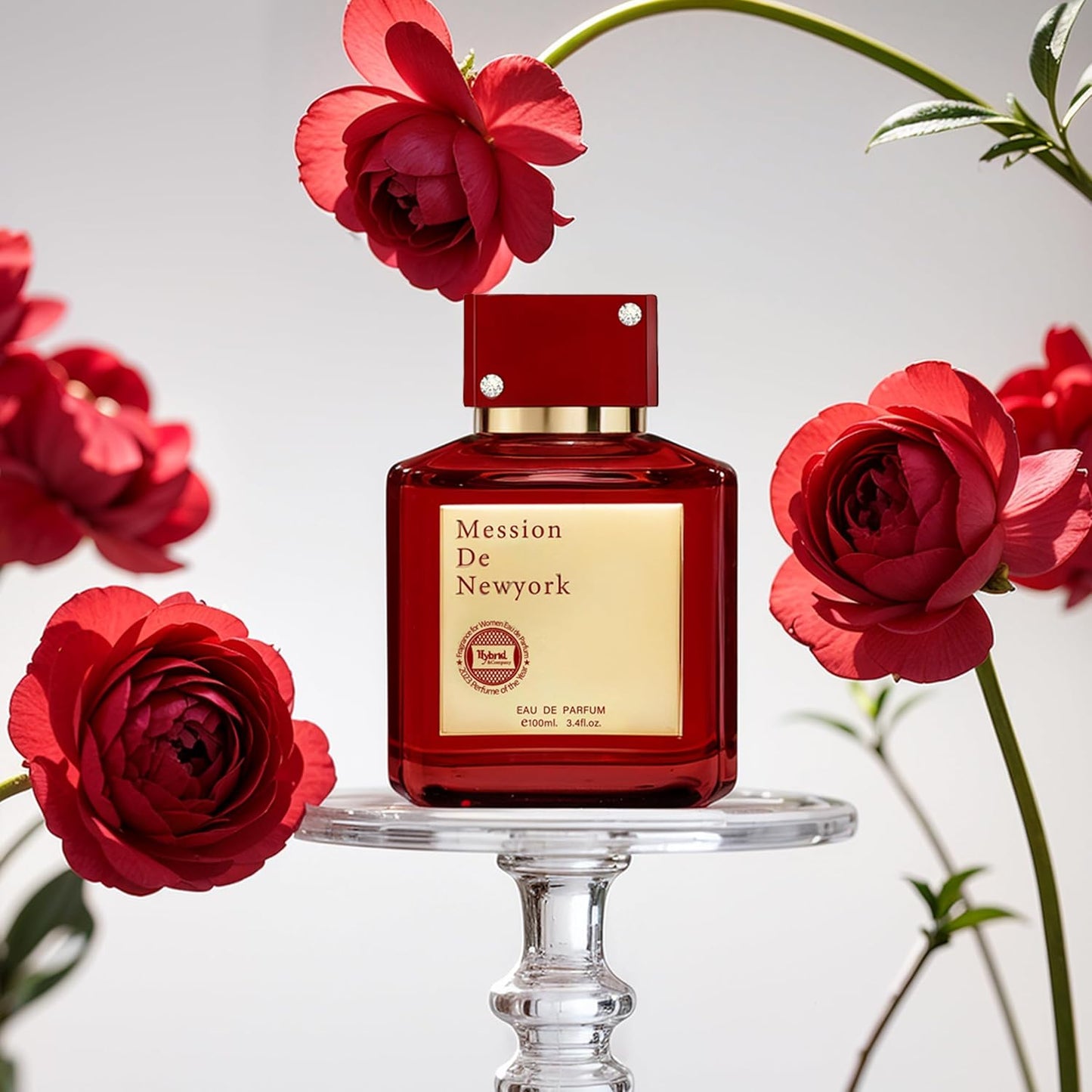 Hybrid & Company Mession De New York Red Eau De Parfum Natural Spray Fresh Floral Scent, 3.4 Fl Oz