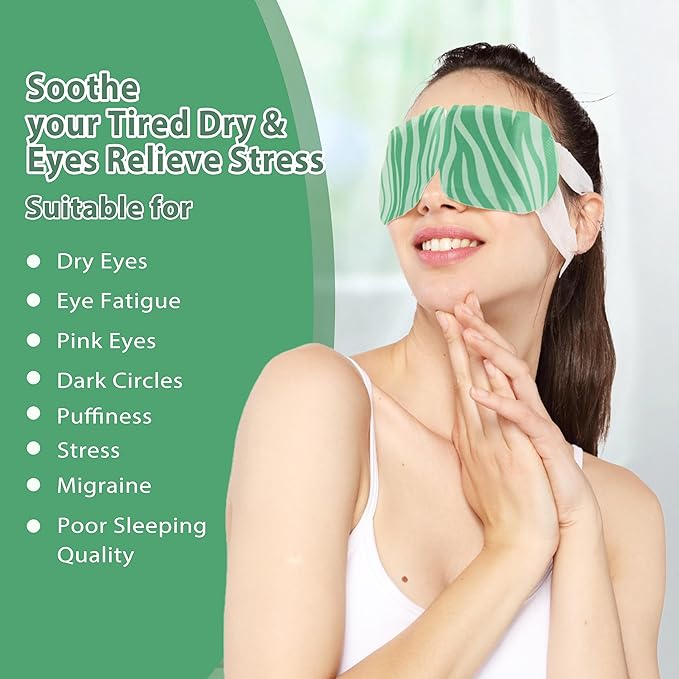 20 Packs Steam Eye Mask Self Heating Moist Eye Compress Disposable SPA Warm Eye Mask for Dry Eyes, Eye Fatigue, Stress Relief, Soothing Headache Travel Trouble Sleeping (Unscented)