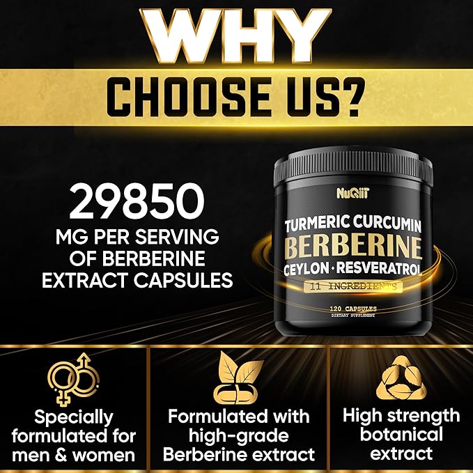 Berberine Supplement 14000mg Turmeric Curcumin 4500mg 4500mg & 120 Capsules