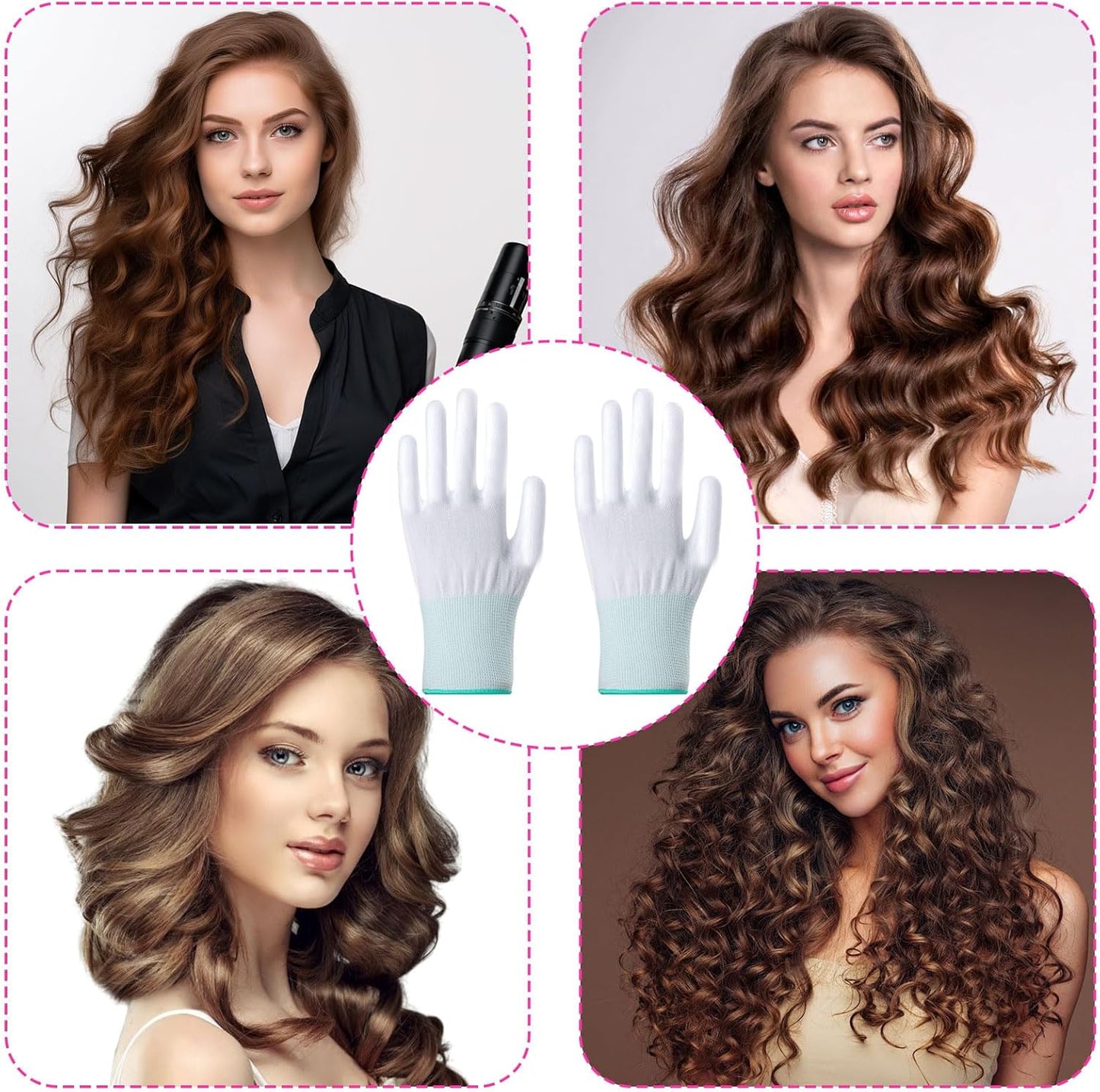 4 Pcs heat gloves for hair styling,Professional curling iron glove,heat resistant gloves for flat Iron and Curling Wand Suitable