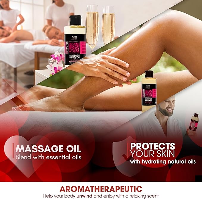 Massage Oil for Sore Muscles - Premium Massage and Body Oil for Massage Therapy - Vitamin E Infused - Blend with Essential Oils.