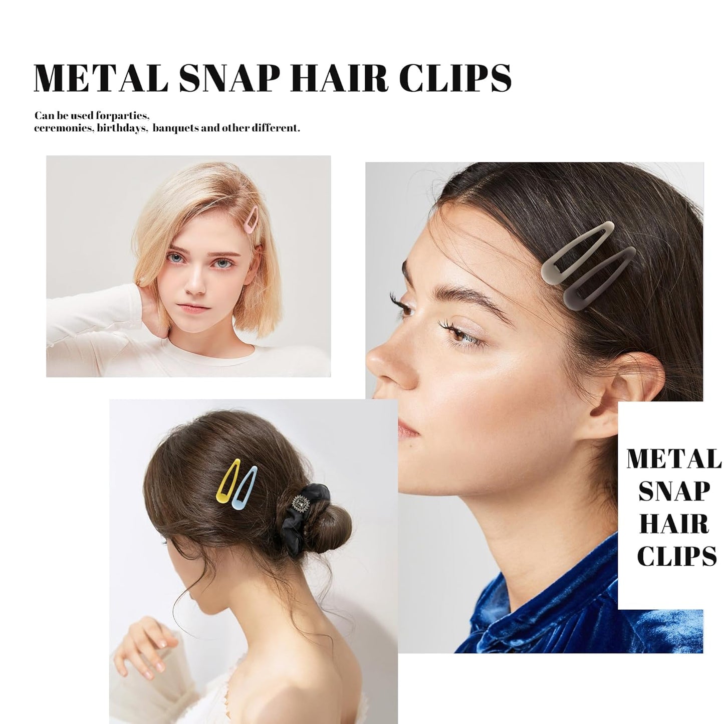 Small Hair Barrettes For Women No Slip Metal Snap Clips For Thin And Fine Hair,Matte Multi-colored,20 PCS,1.97 x 0.5 Inch.