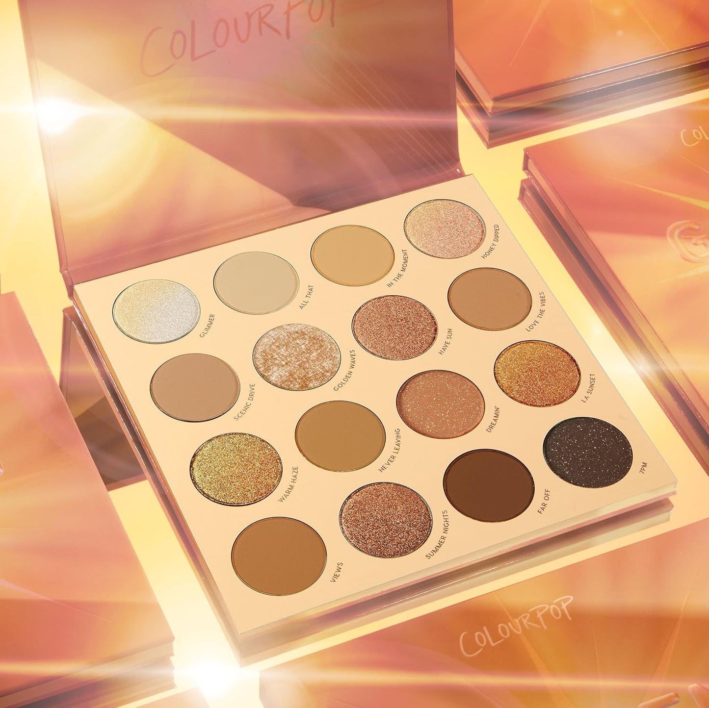 ColourPop Golden Hour Eyeshadow Palette - Sunset Tone Eye Makeup Palette with Duo-Chrome, Metallic, Matte Sparkle & Glitter Finishes - High-Pigment Eye Makeup with a Long-Wearing Formula (0.67 oz)