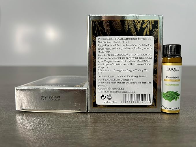 Lemongrass Essential Oil 0.33 oz/10 ml Premium Essential Oil for Diffusers, Humidifier, Candle Making, DIY Soap