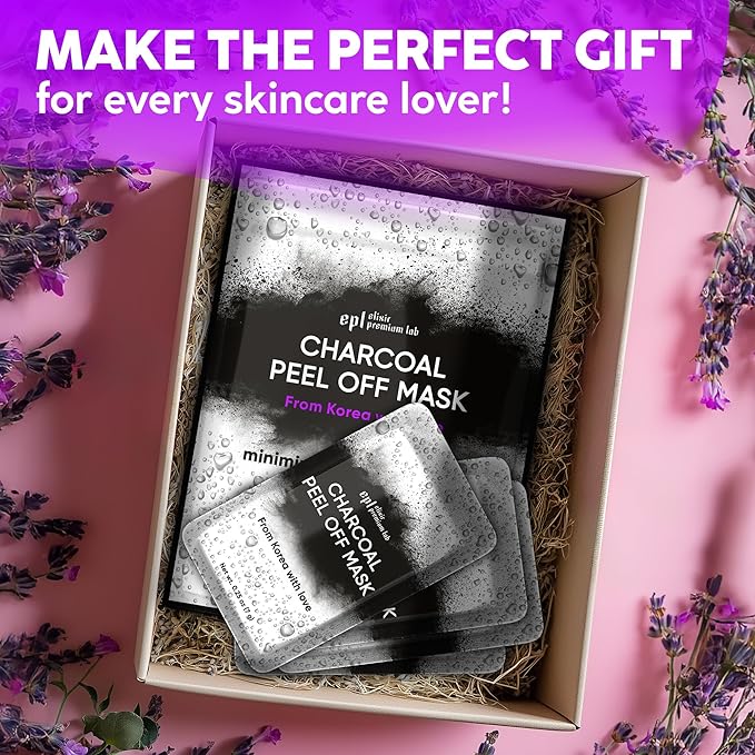 Korean Activated Charcoal Face Mask Peel Off - Blackhead Remover Mask - Facial Peeling & Nose Pore Cleaner - Black Head Remover for Face - Alternative to Pore Strips - Korean Skin Care Masks - 8 Pack