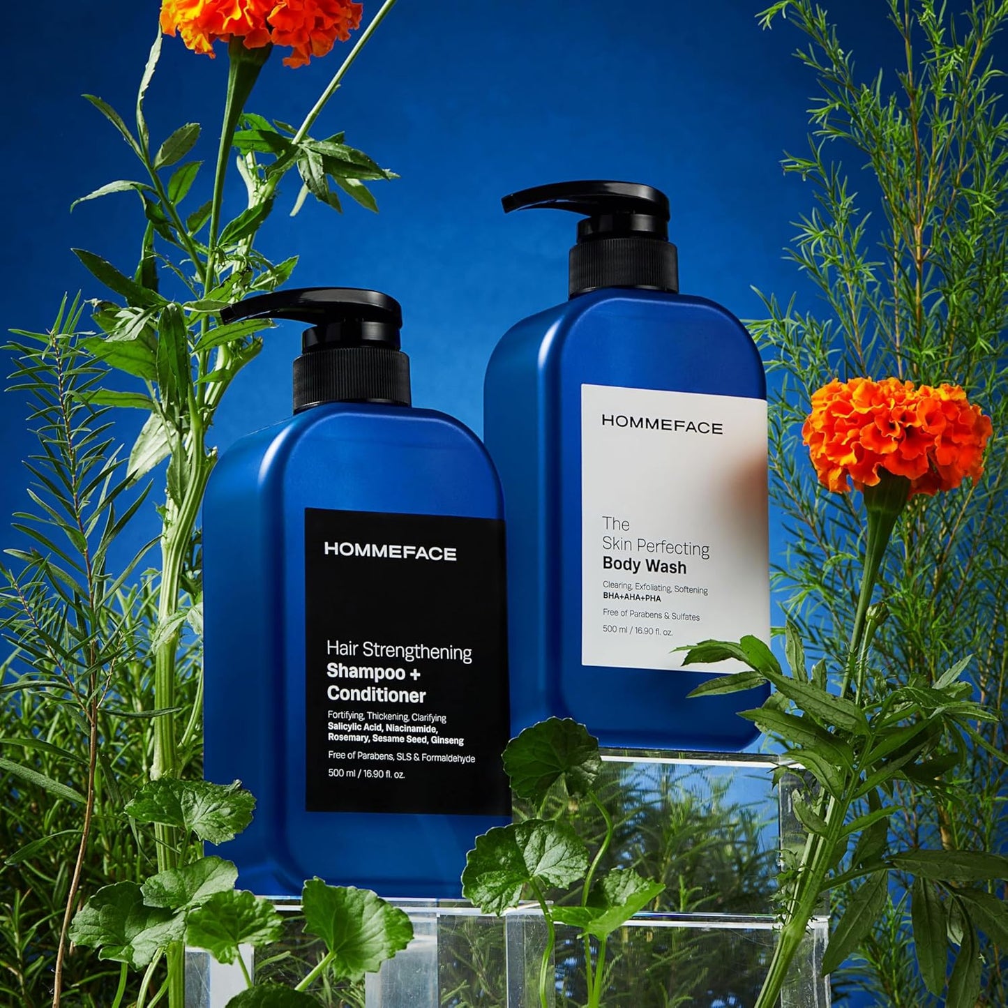 HommeFace 2-in-1 Hair Strengthening Shampoo + Conditioner for Men, 16.9 Fl. Oz. - Hair Thickening, Scalp Exfoliating, Volumizing for Reduced Shedding, Density & Shine