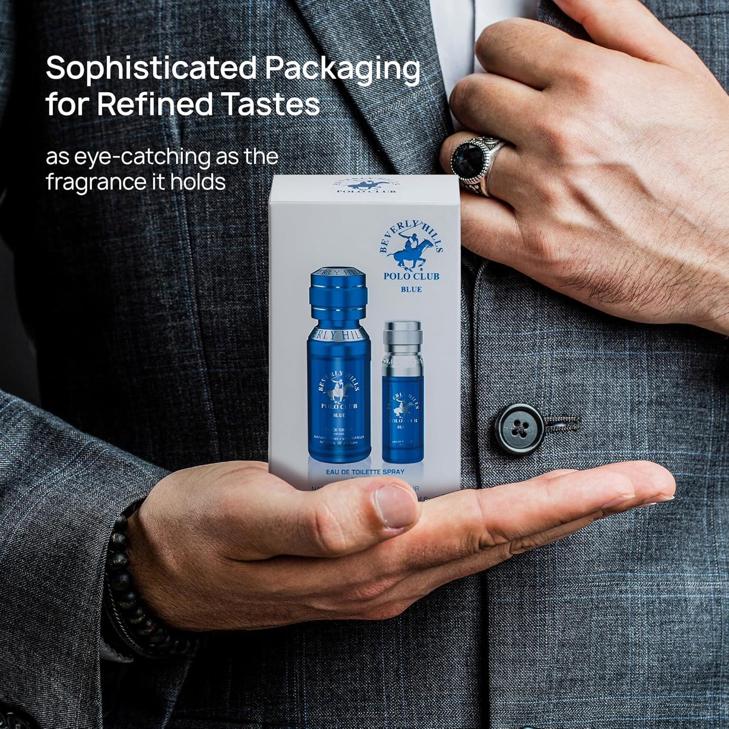 Beverly Hills Polo Club BHPC Men's Eau De Toilette Bonus Pack, featuring 1.7 oz EDT + Bonus 0.5 oz EDT (Blue)