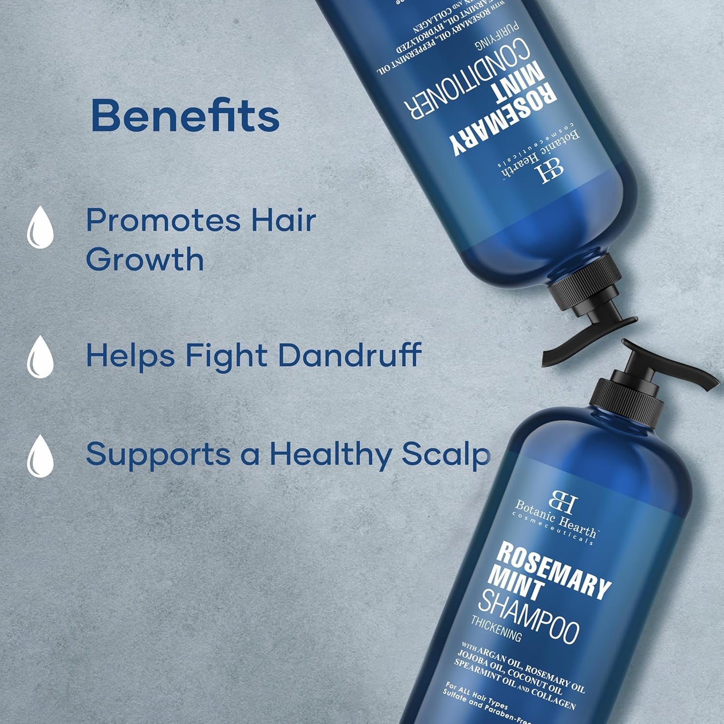 Botanic Hearth Rosemary Mint Shampoo and Conditioner Set, Thickening Formula, Promotes Hair Growth and Scalp Health Sulfate Free & Paraben Free, for Men & Women | 16 fl oz each