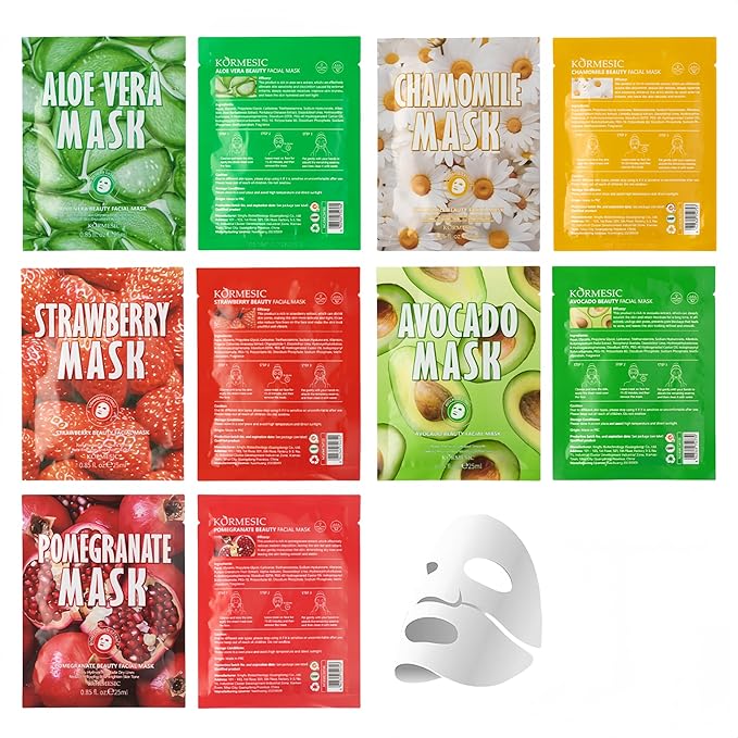 Facial mask Moisturizing face Mask - 10 Sheets, Deep Hydration, Improves Dry Skin, Sheet Mask, skincare for All Skin Types (10PCS, MIX)