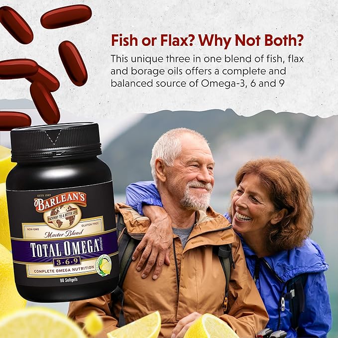 Barlean's Total Omega 3 6 9 1,000 mg 90 Count