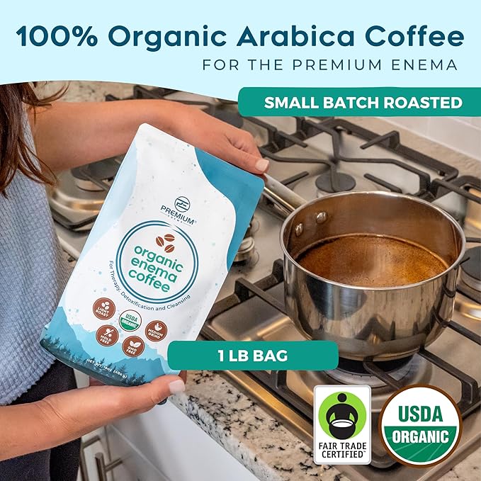 PE Premium Enema Organic Coffee for Enemas (1LB) Light Roast, Medium Ground. Ideal for Liver Cleansing, Colon Cleansing, Gerson Coffee Enemas (3 Pack)