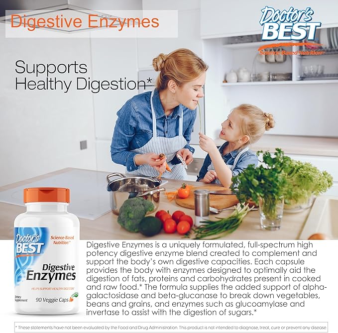 Doctor's Best Digestive Enzymes Non-GMO Vegetarian 90 Veggie