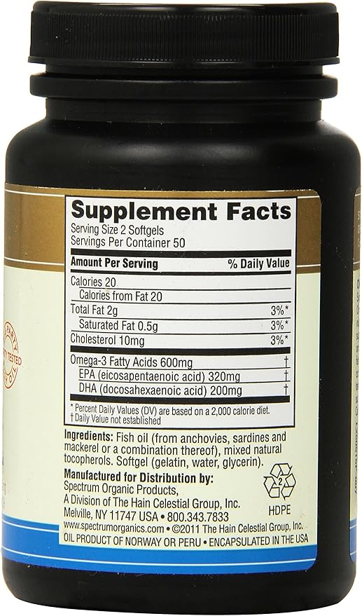 Spectrum Essentials Softgels, Fish Oil Omega-3, 1000 mg, 100 Count