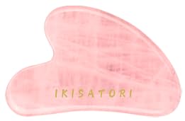 Rose Quartz Natural Stone Curved Facial Roller & Guasha Set - Jade Facial Massage and Face Sculpting Tool by Ikisatori (Rose Quartz)
