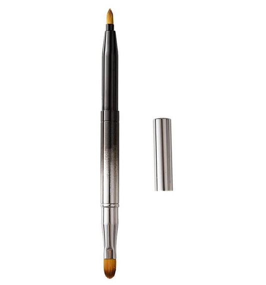 Exquisite Professional Lip Brush Applicators-Retractable Lipstick Brushes- Lipstick Gloss Makeup Brush Tool For Women and Girls (Two-Head-Gradient Black)