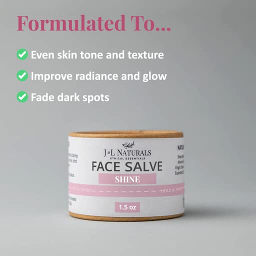 J&L Naturals Sustainable Face Salve Brightening Moisturizer for Dull, Dry Skin | Organic Ingredients, 100% Natural, Eco-Friendly | Cruelty Free, Vegan, Paraben Free (1-Pack)