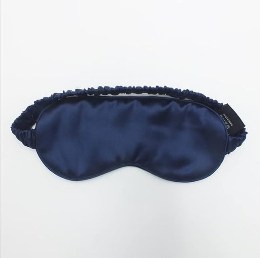 100% 22M Mulberry Silk Eye Mask. Full-Coverage, Soft and Comfortable, for Sleep Health and Skincare (Navy Blue)