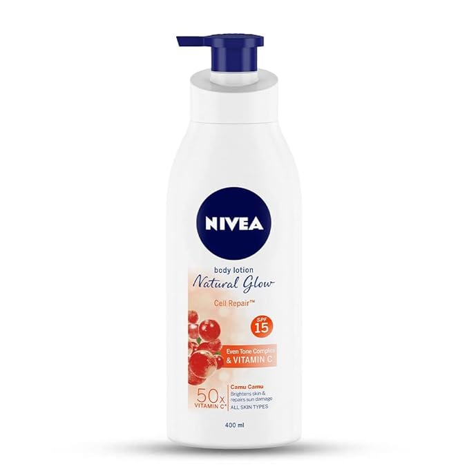 Nivea Body Lotion Natural Glow | Vitamin C SPF 15 | 400ml (13.52 Fl OZ)